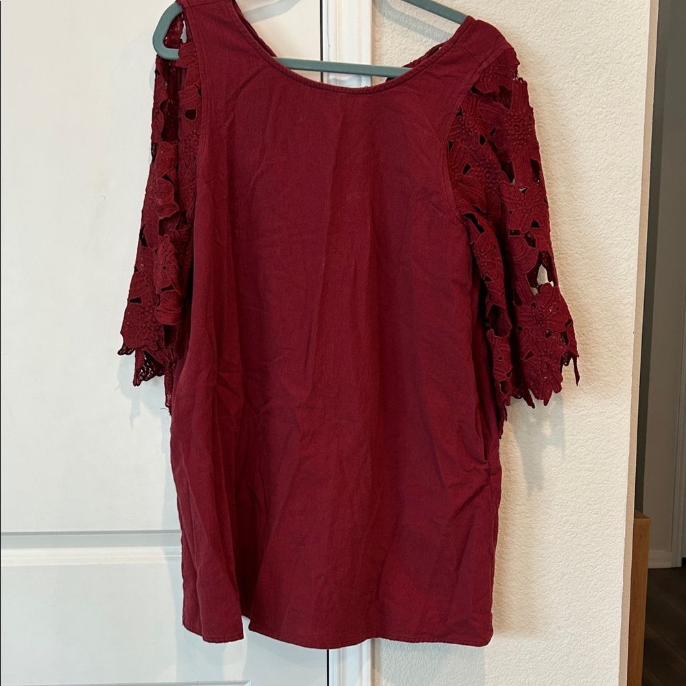 Umgee Burgundy Lace Sleeve Women's dress